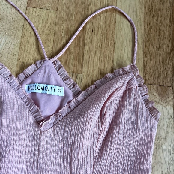 HELLO MOLLY scorpio season mini dress ruffle coquette feminine blush pink size M - Picture 9 of 14